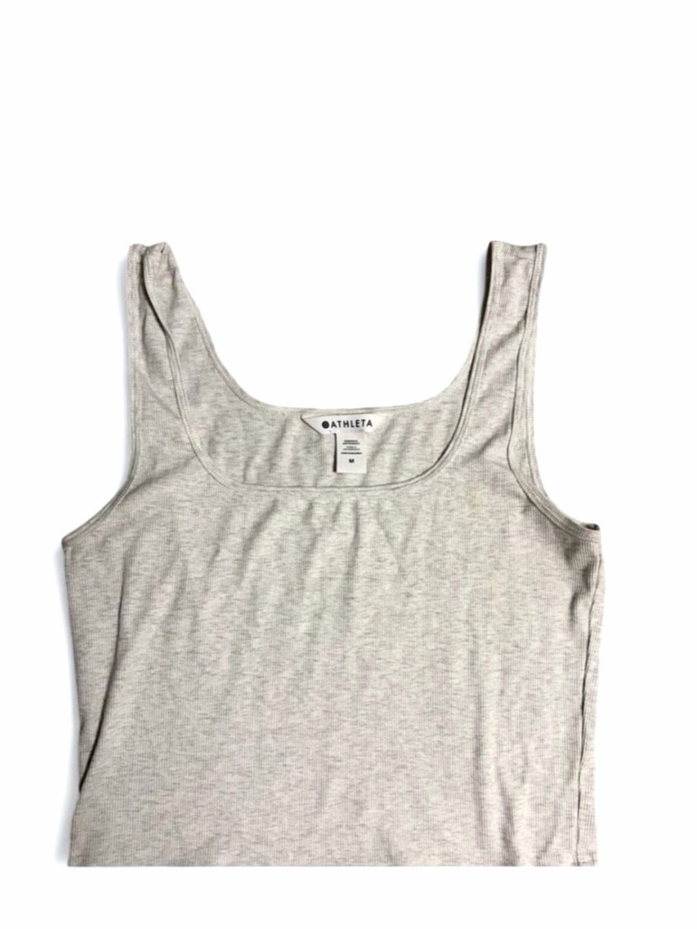 Athleta Light Gray Ribbed Cropped Grey Tank Top